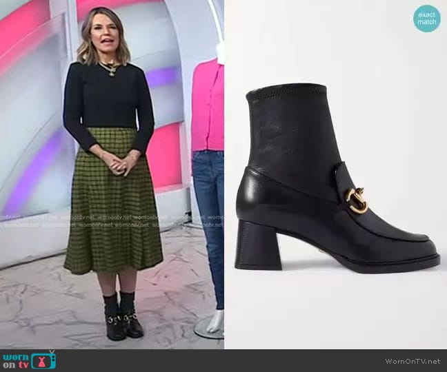 Gucci Horsebit-Detailed Leather Ankle Boots worn by Savannah Guthrie on Today