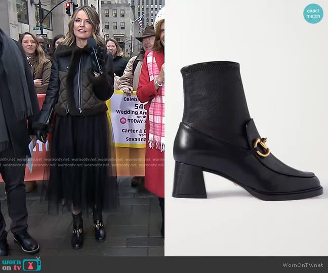Gucci Horsebit-Detailed Leather Ankle Boots worn by Savannah Guthrie on Today