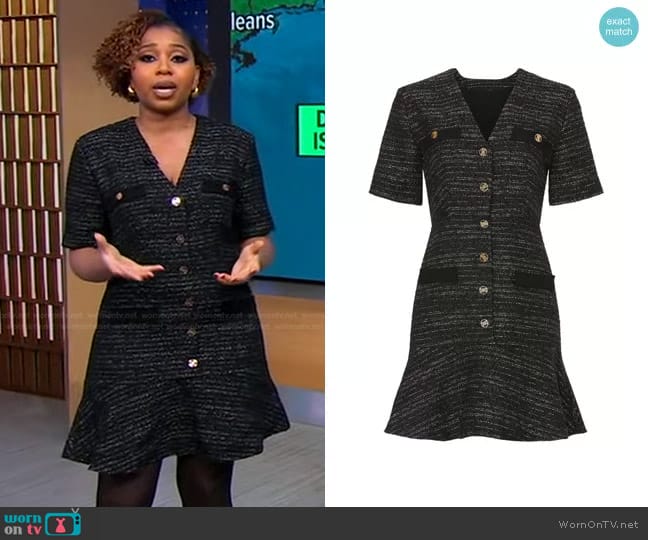 Sandro Gwendoline Metallic Tweed Dress worn by Somara Theodore on Good Morning America
