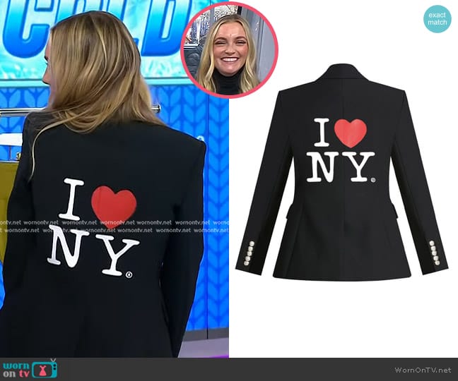 Veronica Beard I Heart NY Dickey Jacket in Black with Silver Buttons worn by Jasmine Snow on Today