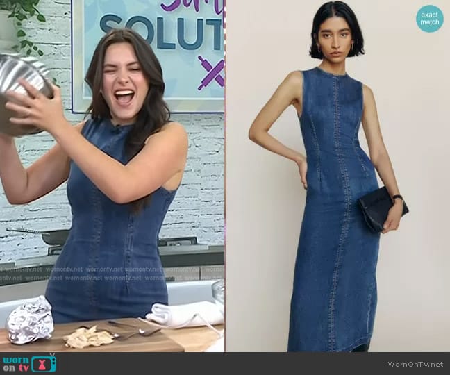 Reformation Kendi Denim Midi Dress worn by Elena Besser on Today