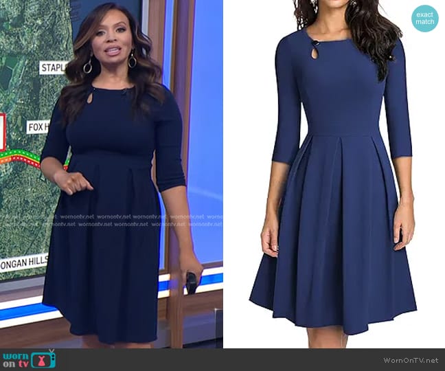 Homeyee Key Hole Pleated A-Line Dress worn by Adelle Caballero on Today