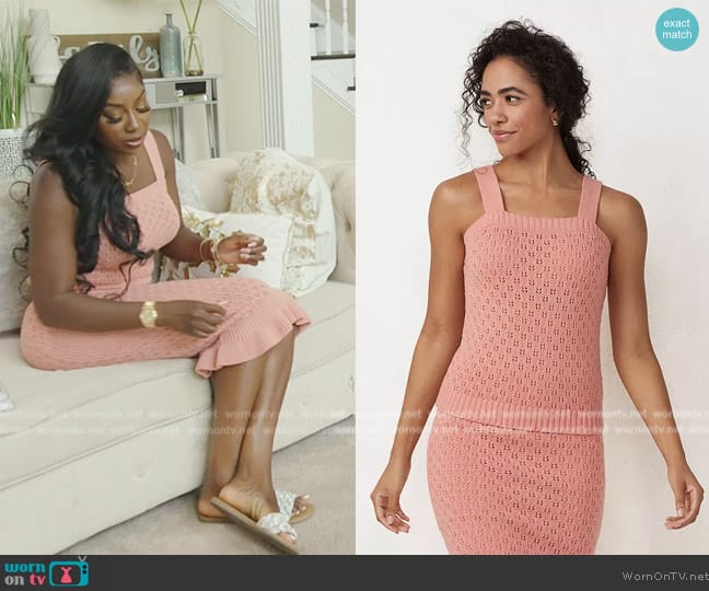 LC Lauren Conrad LC Lauren Conrad Pointelle Tank worn by Wendy Osefo on The Real Housewives of Potomac