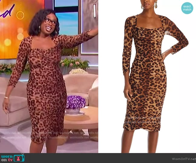 L'Agence Marise Leopard Print Bodycon Dress worn by Jennifer Hudson on The Jennifer Hudson Show