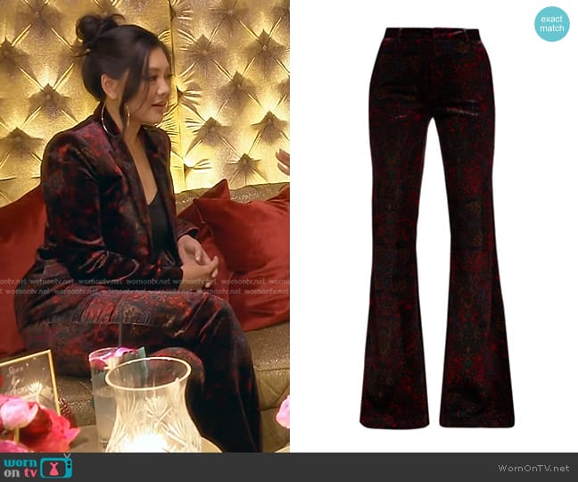 L'Agence Lane Flared Trouser worn by Crystal Kung Minkoff on The Real Housewives of Beverly Hills