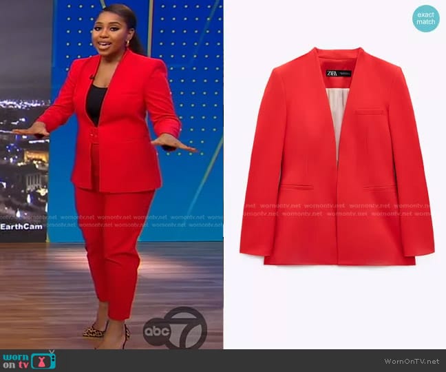 Zara Lapelless Blazer worn by Somara Theodore on Good Morning America