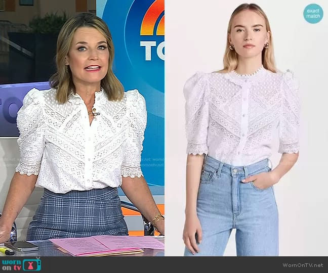 Saloni Lorna Bicolor Long Lace Skirt worn by Savannah Guthrie on Today