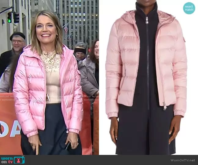 Moncler Gles Hooded Down Jacket worn by Savannah Guthrie on Today