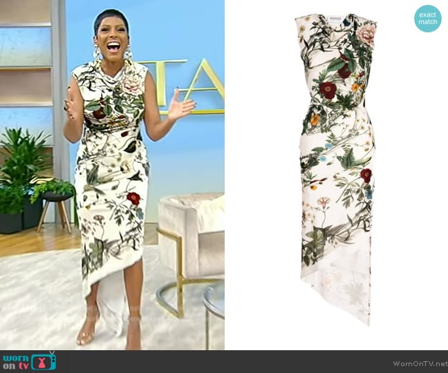 Monse Floral-print asymmetric velvet dress worn by Tamron Hall on Tamron Hall Show