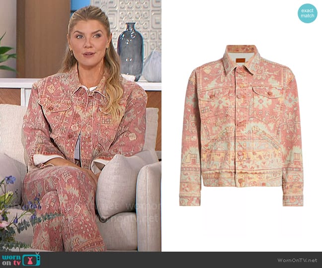 Mother The Mountain Drifter Geometric Denim Jacket worn by Amanda Kloots on The Talk