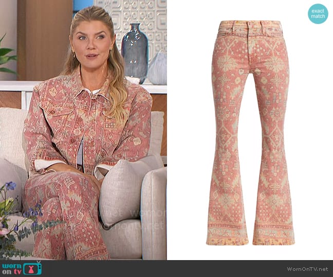 Mother The Super Cruiser Geometric Flared Jeans worn by Amanda Kloots on The Talk
