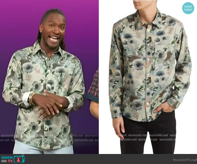 NN07 Hans 5036 Floral Button-Up Shirt worn by Scott Evans on Access Hollywood
