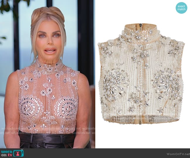 Patbo Hand-Beaded Cropped Top worn by Alexia Echevarria (Alexia Echevarria) on The Real Housewives of Miami