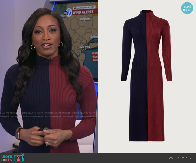 Peter Som Collective Colorblock Midi Dress worn by Brittany Bell on Good Morning America