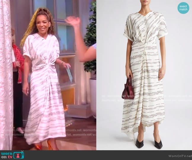 Proenza Schouler Textured Stripe Asymmetric Midi Dress worn by Sunny Hostin on The View