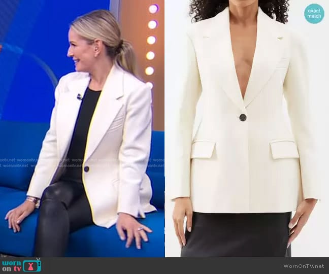 Proenza Schouler Virgin Wool Twill Jacket in Bone worn by Dr. Jennifer Ashton on Good Morning America