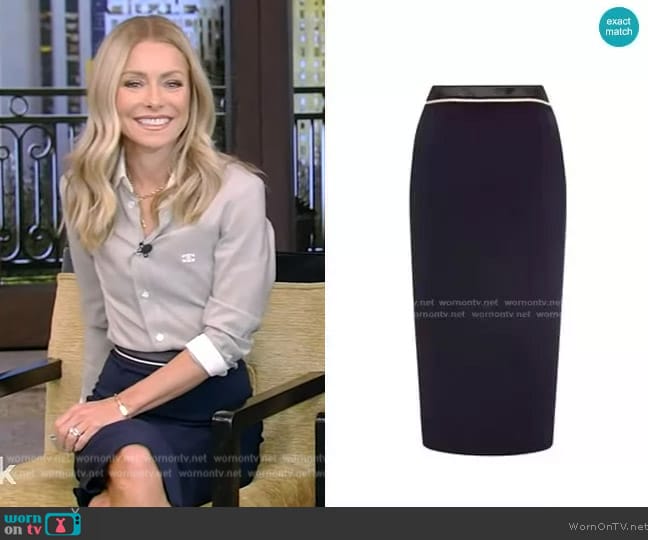 Roland Mouret Arreton Skirt worn by Kelly Ripa on Live with Kelly and Mark