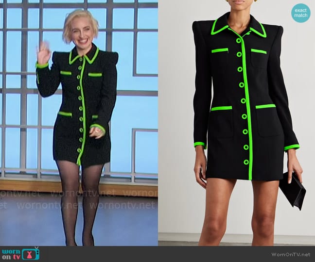 Sergio Hudson Frame wool-crepe mini dress worn by Zoe Lister-Jones on The Talk