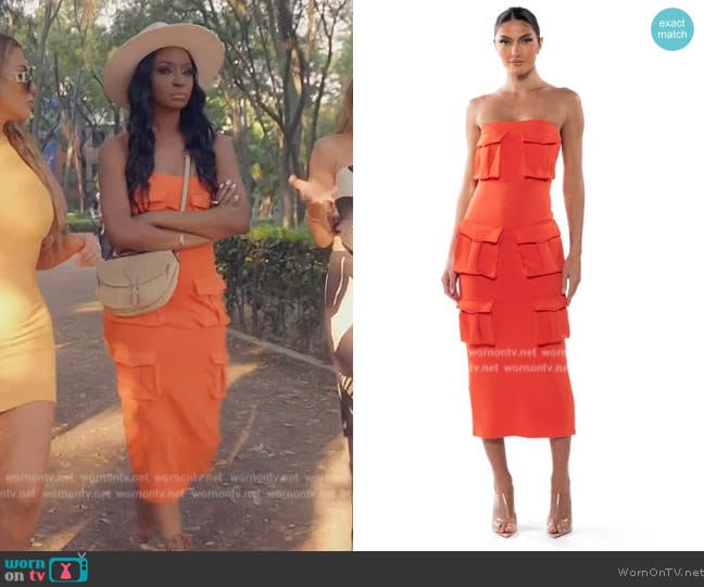 Shop Akira Utility Detail Strapless Midi Dress worn by Guerdy Abraira (Guerdy Abraira) on The Real Housewives of Miami