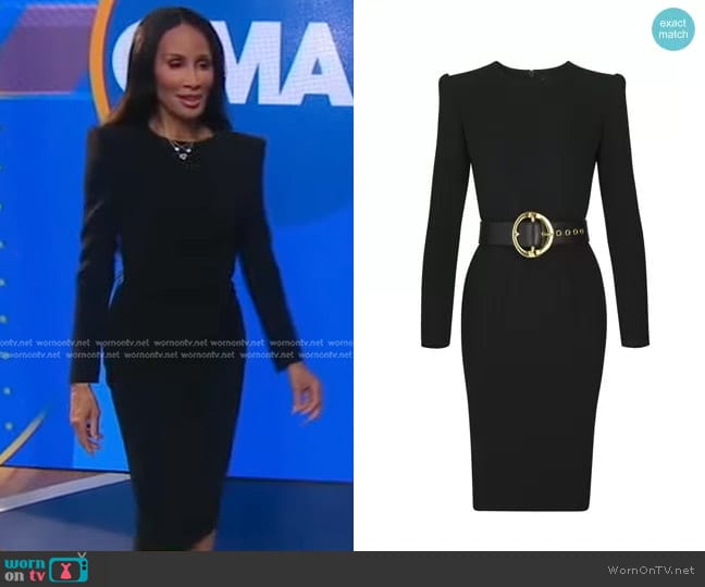 Sergio Hudson Signature Crepe Midi Dress worn by Beverly Johnson on Good Morning America