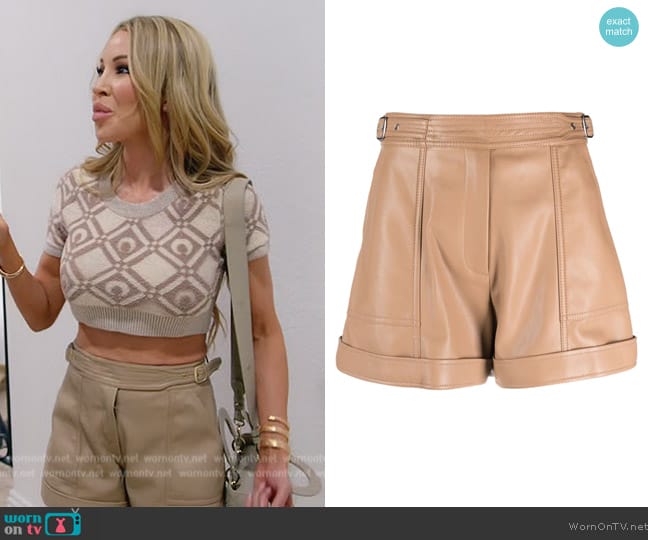 Simkhai Buckle-fastening faux-leather shorts worn by Lisa Hochstein (Lisa Hochstein) on The Real Housewives of Miami