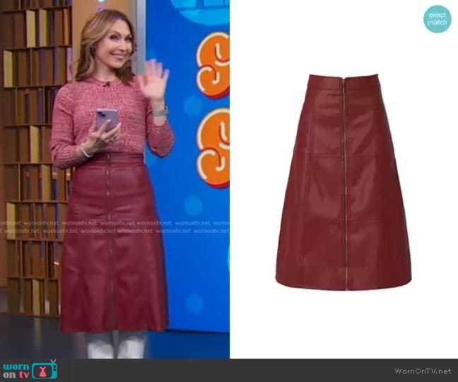 Sweet Baby Jamie Ruby Faux Leather Skirt worn by Lori Bergamotto on Good Morning America