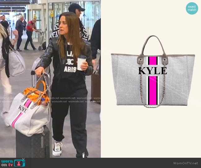 Lily & bean The Lily Weekender Jumbo Bag - French Grey Design Your Own worn by Kyle Richards on The Real Housewives of Beverly Hills
