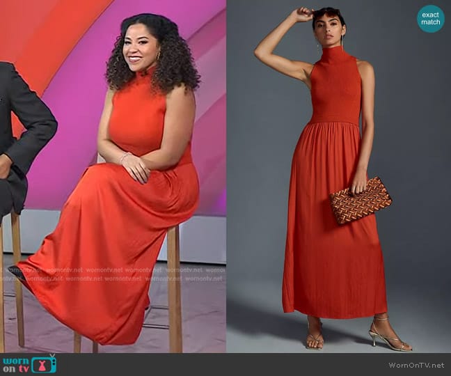 Anthropologie The Thea Twofer Sleeveless Sweater Dress worn by Arianna Davis on Today