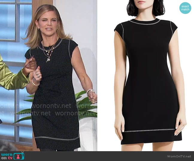 Theory Embroidered Cap Sleeve Shift Dress worn by Natalie Morales on The Talk