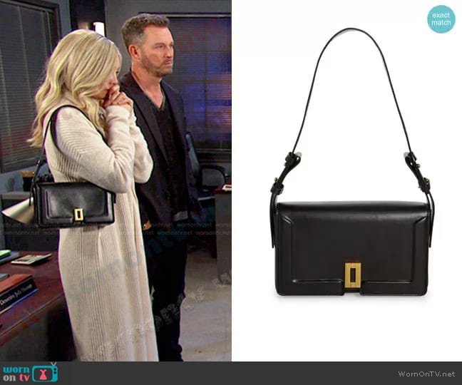 Topshop Sidney Trophy Shoulder Bag in black worn by Theresa Donovan (Emily O'Brien) on Days of our Lives