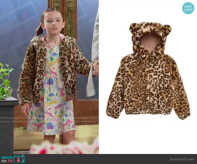 Tucker + Tate Faux Shearling Hooded Jacket in Leopard worn by Rachel Black (Finley Rose Slater) on Days of our Lives