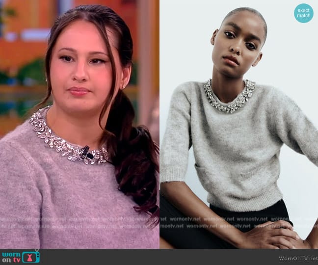Zara Jewel Collar Knit Sweater worn by Gypsy Rose Blanchard on The View