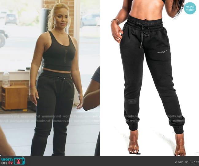 Actively Black Black Band Fitted Joggers worn by Gizelle Bryant on The Real Housewives of Potomac