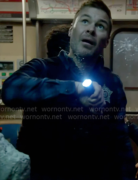 Adam’s blue checked shirt on Chicago PD
