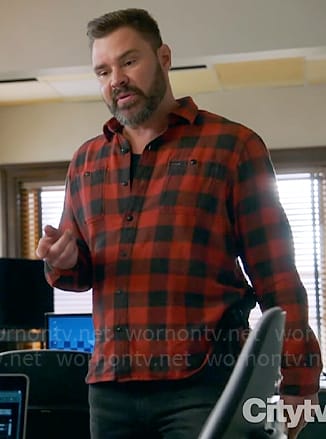 Adam’s red and black check shirt on Chicago PD