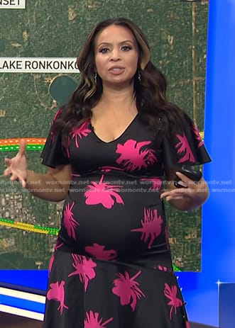 Adelle’s black and pink floral midi dress on Today