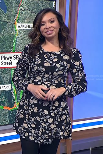 Adelle’s black floral mini dress on Today