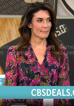 Adriane Kiss’ pink floral dress on CBS Mornings