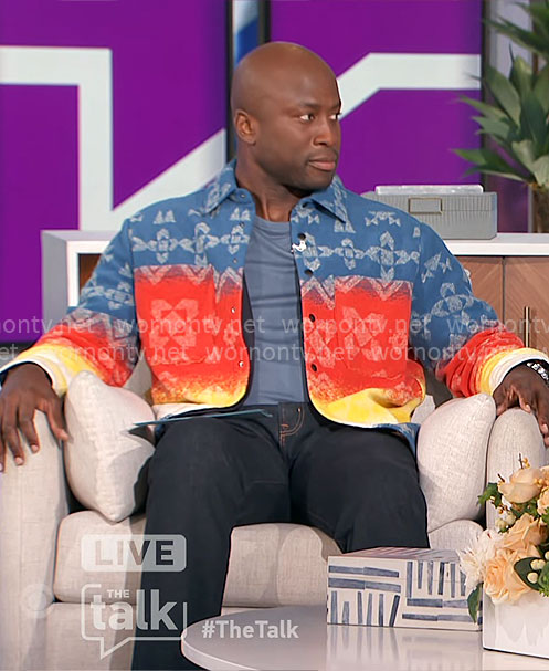 Akbar’s printed shirt jacket on The Talk