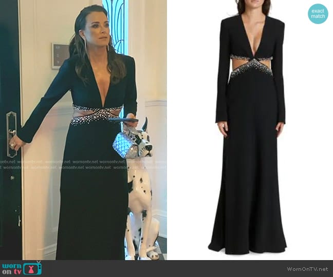 A.L.C. Trina Embellished Cut-Out Gown worn by Kyle Richards on The Real Housewives of Beverly Hills