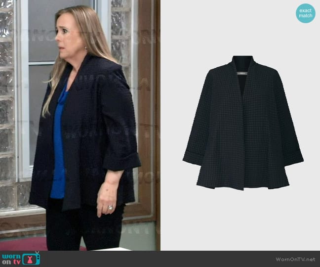 Alembika Waffle Open Swing Jacket worn by Laura Collins (Genie Francis) on General Hospital