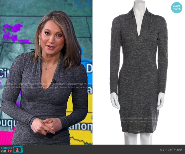 Alexander McQueen Wool V-Neck Dress worn by Ginger Zee on Good Morning America