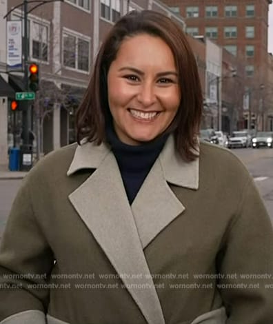Ali Vitali’s olive contrast coat on NBC News Daily