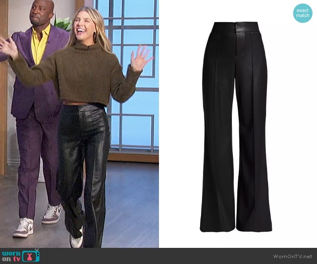 Alice + Olivia Dylan Faux Leather Pants worn by Amanda Kloots on The Talk