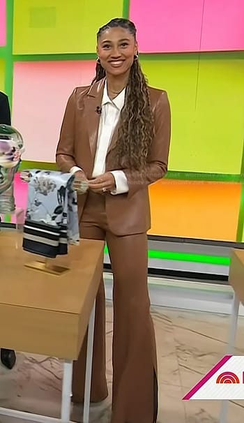Ally’s brown leather blazer and pants on Today