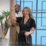Amanda’s black midi dress with white piping on The Talk