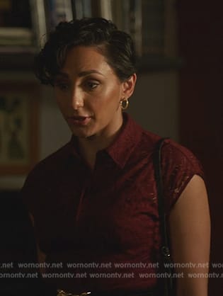 Anna’s red lace dress on Death and Other Details