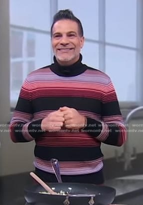 Angelo Sosa’s striped sweater on Good Morning America