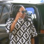 Annemarie’s black printed poncho on The Real Housewives of Beverly Hills
