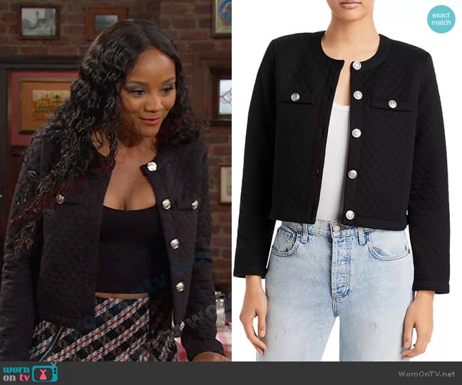 Aqua Cropped Knit Blazer worn by Chanel Dupree (Raven Bowens) on Days of our Lives